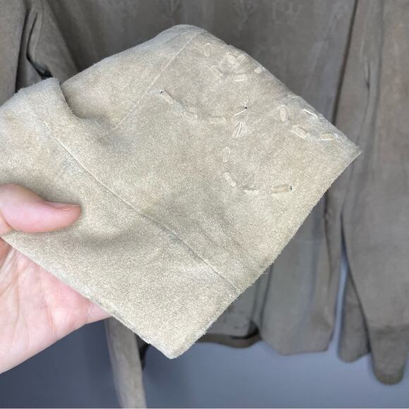 Coldwater Creek Vintage Suede Leather Woven Detail Jacket Size L - Picture 4 of 6